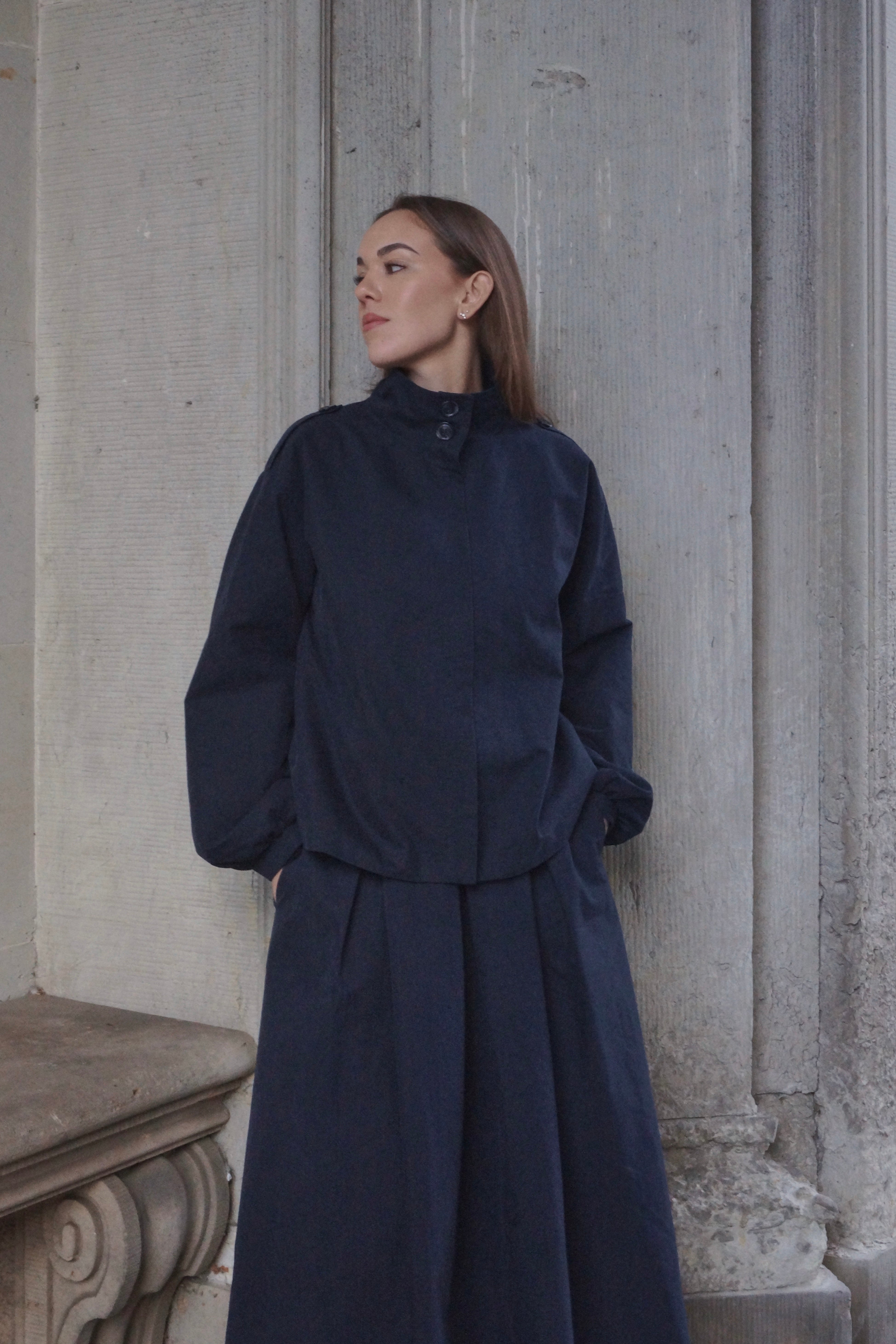 Oversized kort trenchcoat - Navy