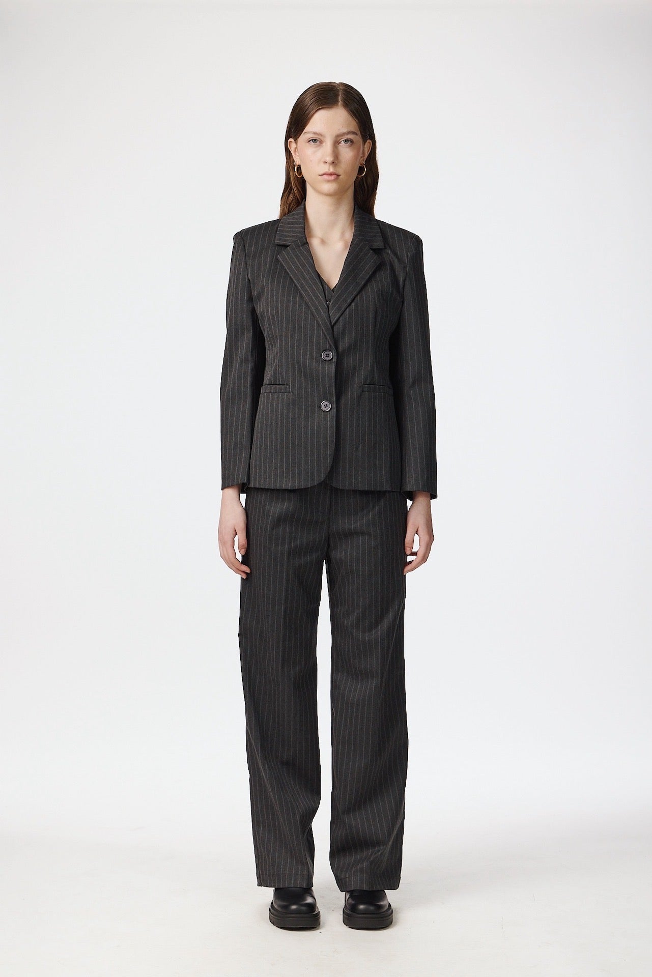 Midnight nålestråbet blazer - Grå/Hvid