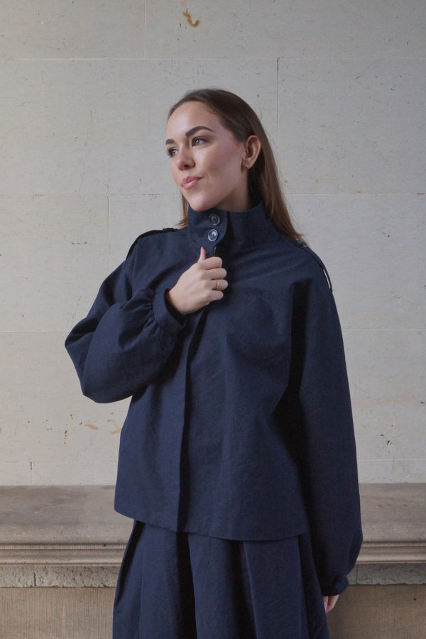Oversized kort trenchcoat - Navy