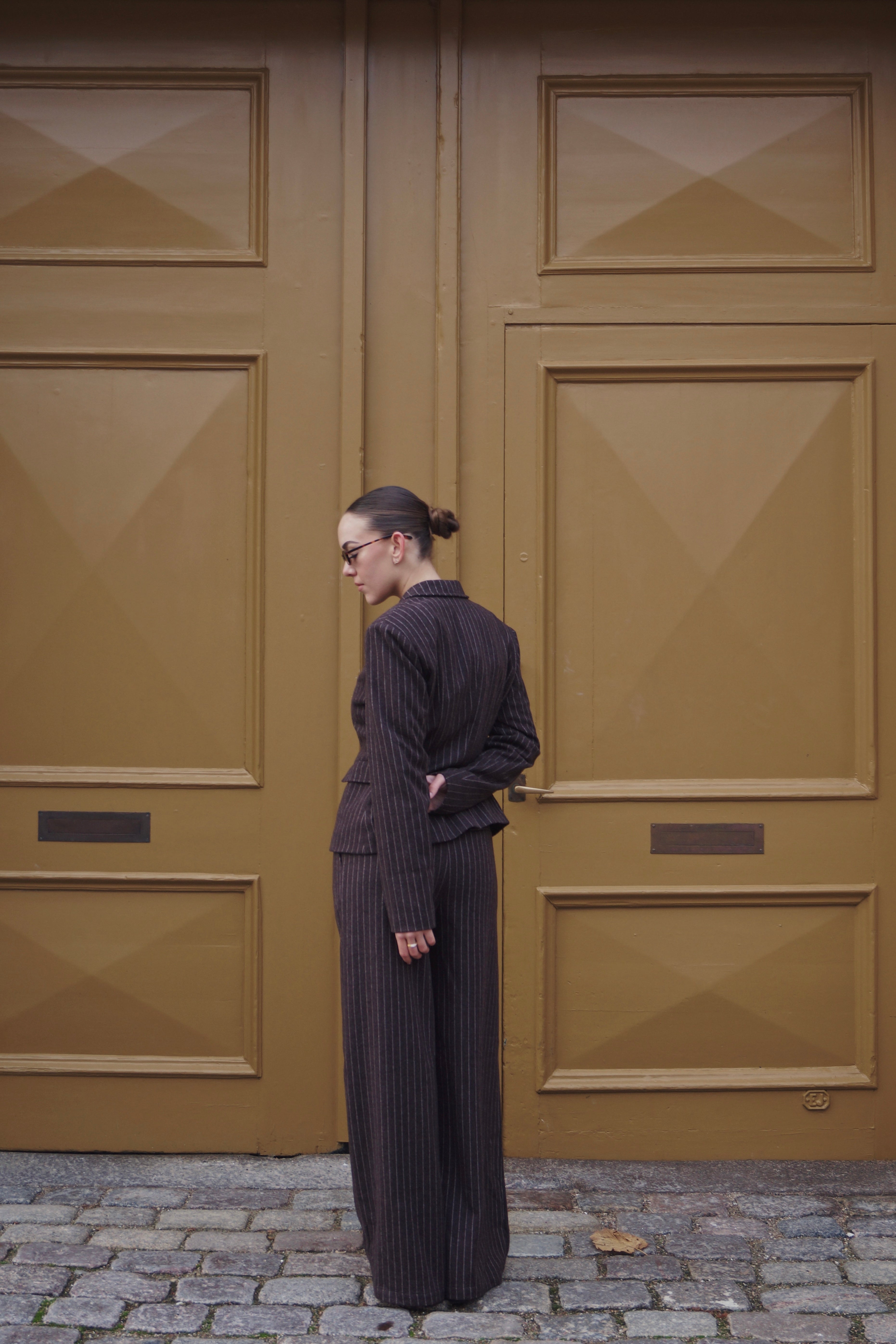 Stribet sæt - Brun/beige