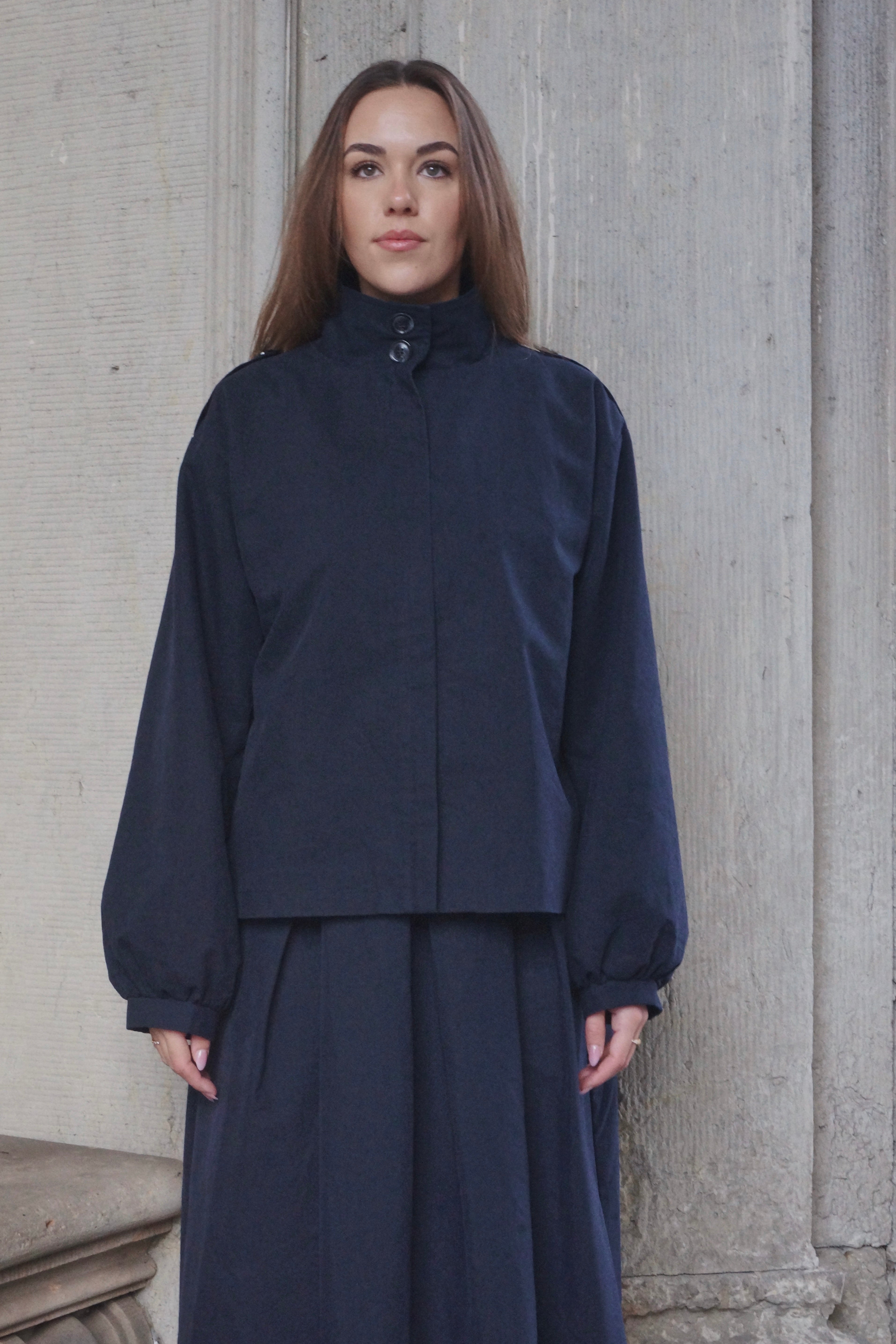 Oversized kort trenchcoat - Navy